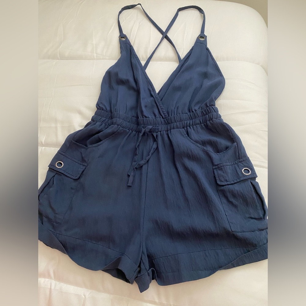 Denim cargo romper